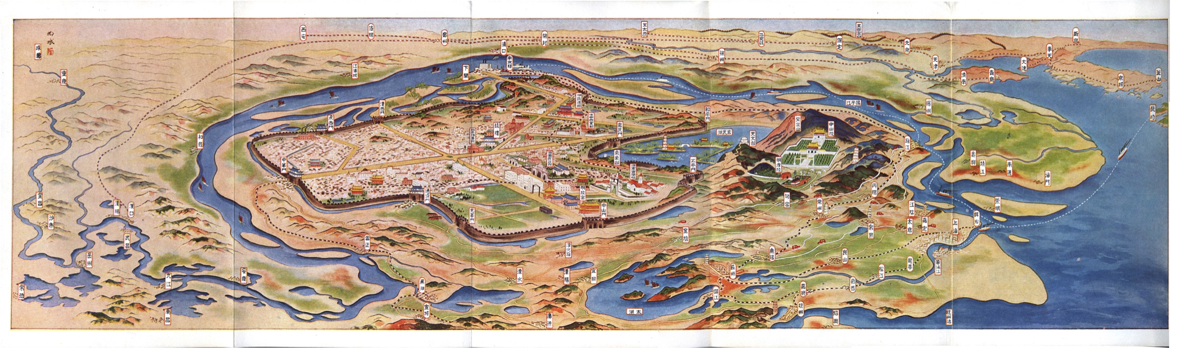 Historical illustrated map of Nanjing