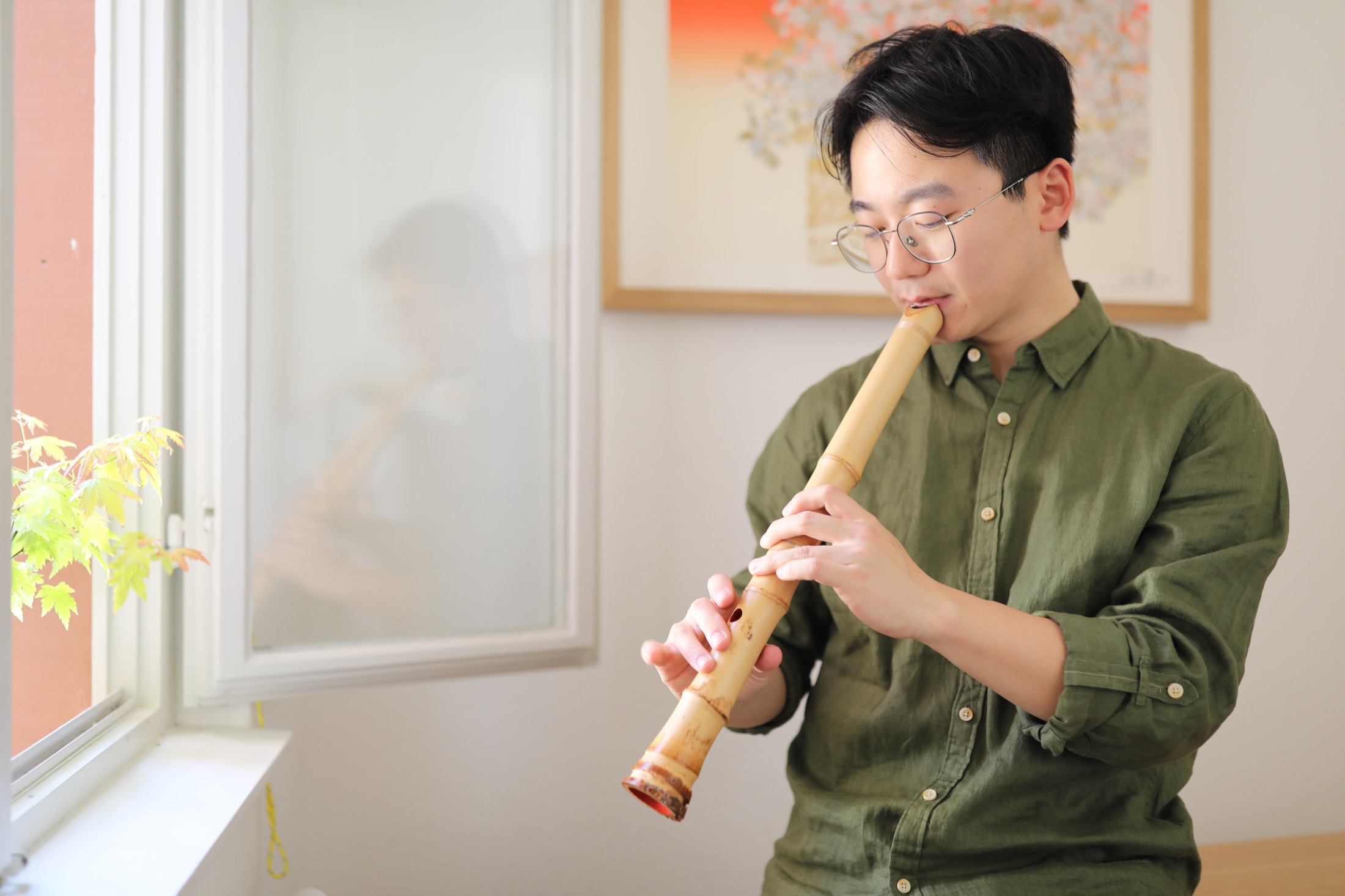 Wei Sun performing shakuhachi
